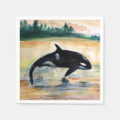 Whale Jumping Orca Standaard Cocktail Papier serve Servetten (Voorkant)