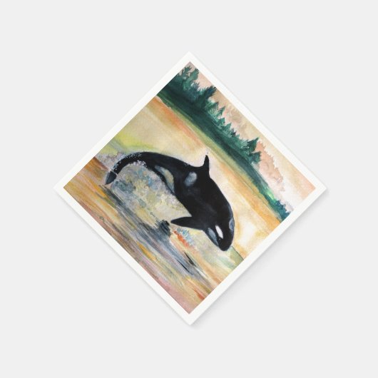 Whale Jumping Orca Standaard Cocktail Papier serve Servetten (Hoek)