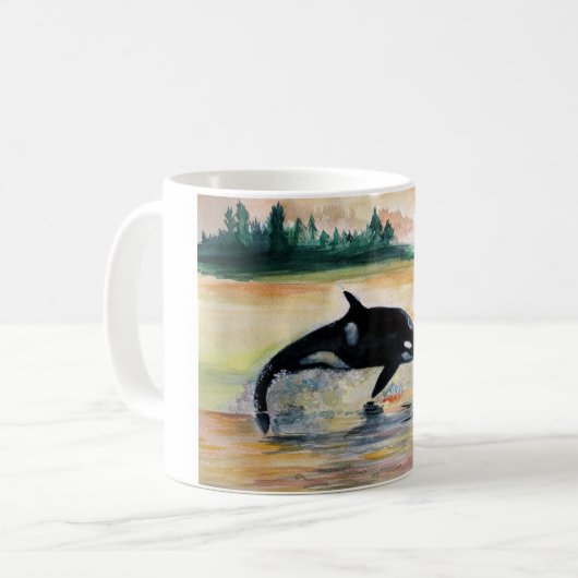 Whale Jumping Orca White 325 ml Classic White Mok (Voorkant links)