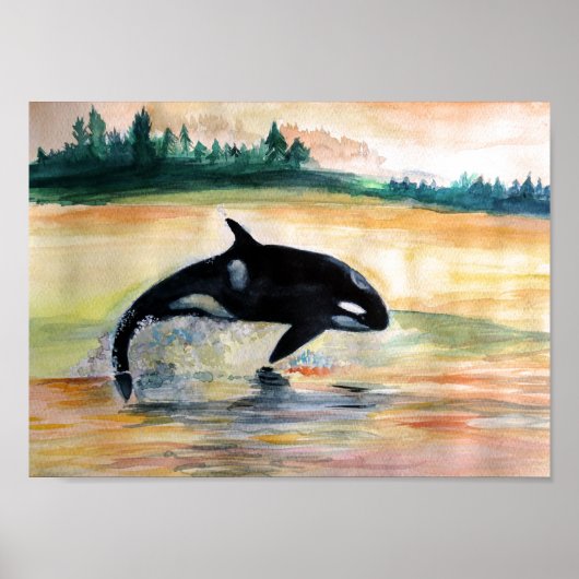 Whale Jumping Orka Waarde Poster Papier (Mat) (Voorkant)