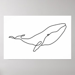 Whale , line art illustration   17 x 11 poster