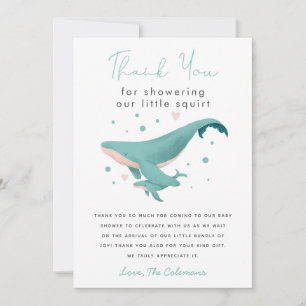 Whale Little Squirt Baby shower Bedankkaart