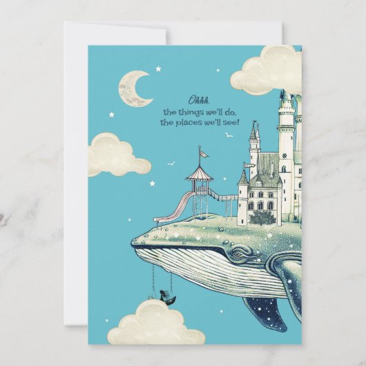 Whale Magic Flight 2 Verjaardagsfeest Kaart (Achterkant)