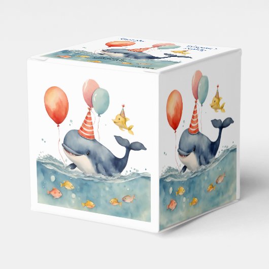 Whale Make a Splash Boy's Birthday Bedankdoosjes (Voorkant Zijde)