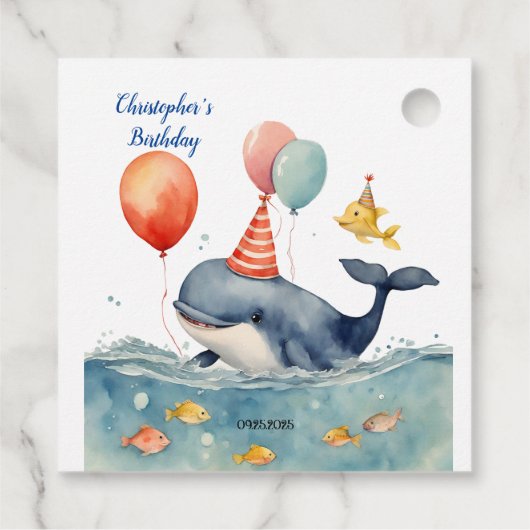 Whale Make a Splash Boys Verjaardag Dank u Bedankjes Labels (Achterkant)