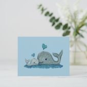Whale Mam en Baby zwemmen in het Zee Briefkaart (Staand voorkant)