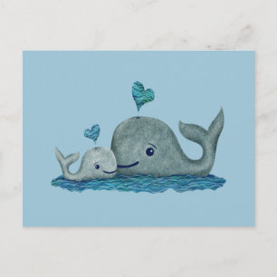 Whale Mam en Baby zwemmen in het Zee Briefkaart