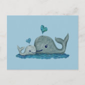 Whale Mam en Baby zwemmen in het Zee Briefkaart (Voorkant)