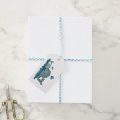 Whale Mam en Baby zwemmen in het Zee Cadeaulabel (Met Touw)