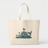 Whale Mam en Baby zwemmen in het Zee Grote Tote Bag (Voorkant)