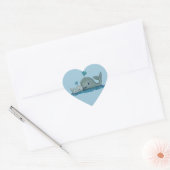 Whale Mam en Baby zwemmen in het Zee Hart Sticker (Envelop)