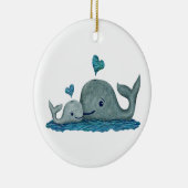 Whale Mam en Baby zwemmen in het Zee Keramisch Ornament (Rechts)