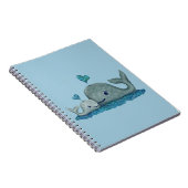 Whale Mam en Baby zwemmen in het Zee Notitieboek (Rechterzijde)