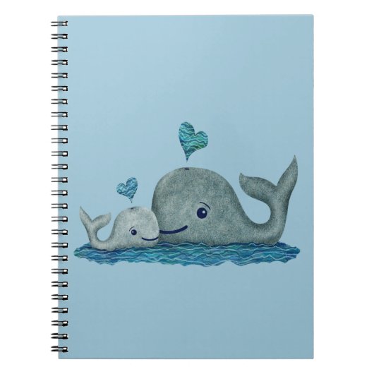 Whale Mam en Baby zwemmen in het Zee Notitieboek (Voorkant)