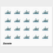 Whale Mam en Baby zwemmen in het Zee Ronde Sticker (Vel)
