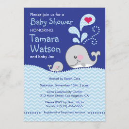 Whale Mammie en Baby Love - Baby shower Invitation Kaart