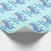 Whale met Heart Bubbles Happy Birthday Cadeaupapier (Hoek)