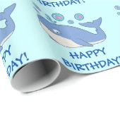 Whale met Heart Bubbles Happy Birthday Cadeaupapier (Rol Hoek)