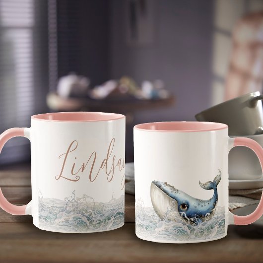 Whale Minimalist Name Coffee Mug Mok