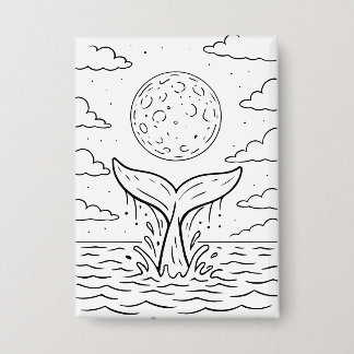 Whale Moon Dive | Ocean Night Sky T-shirt | kosmis Button