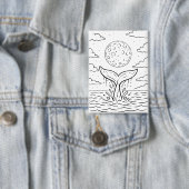 Whale Moon Dive | Ocean Night Sky T-shirt | kosmis Button (Insitu)