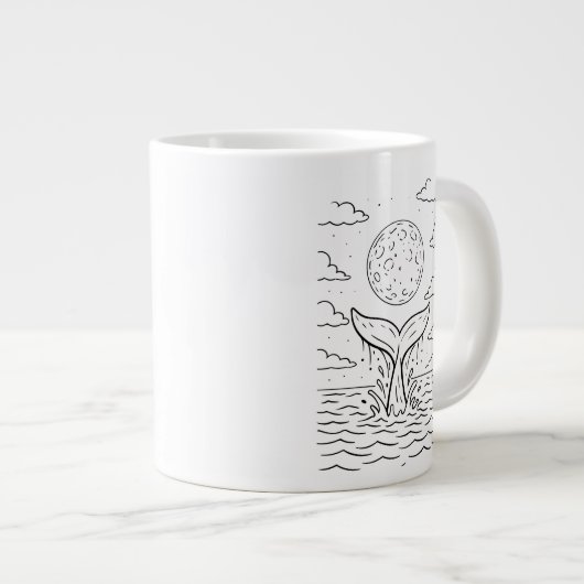 Whale Moon Dive | Ocean Night Sky T-shirt | kosmis Grote Koffiekop (Voorkant rechts)