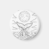 Whale Moon Dive | Ocean Night Sky T-shirt | kosmis Magneet (Voorkant)