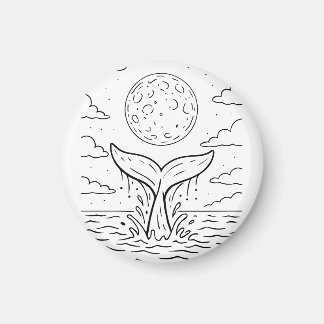 Whale Moon Dive | Ocean Night Sky T-shirt | kosmis Magneet