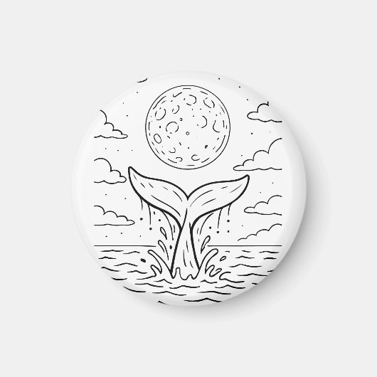 Whale Moon Dive | Ocean Night Sky T-shirt | kosmis Magneet (Voorkant)