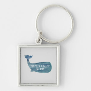 Whale Nantucket Island Vaste Sleutelhanger Button