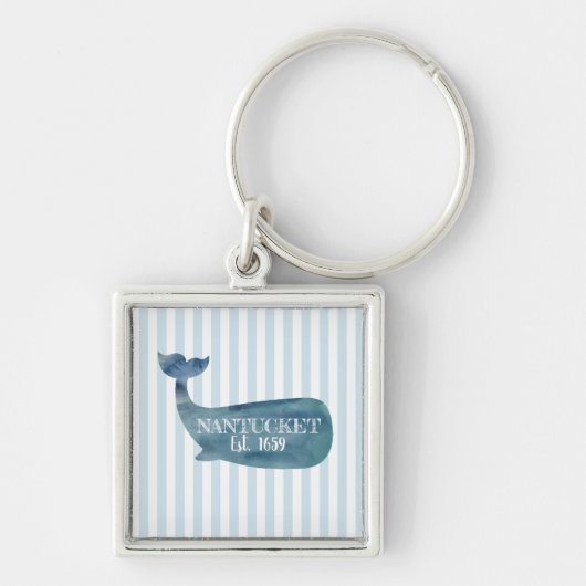 Whale Nantucket Island Vaste Sleutelhanger Button (Voorkant)