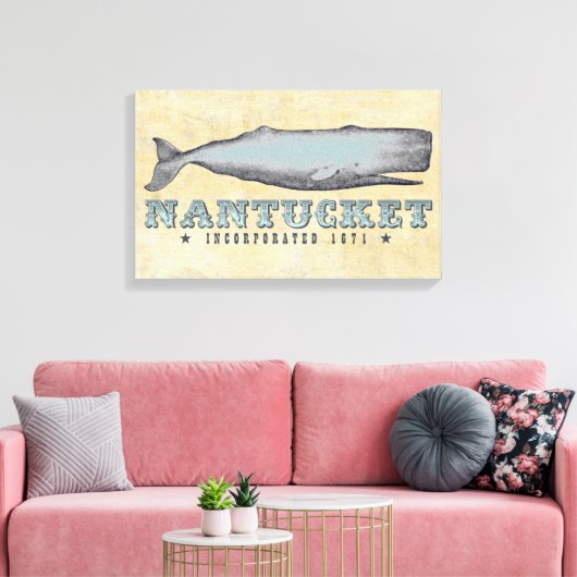  Whale Nantucket MA Massachusetts Inc 1671 Canvas Afdruk (Insitu (Woonkamer))