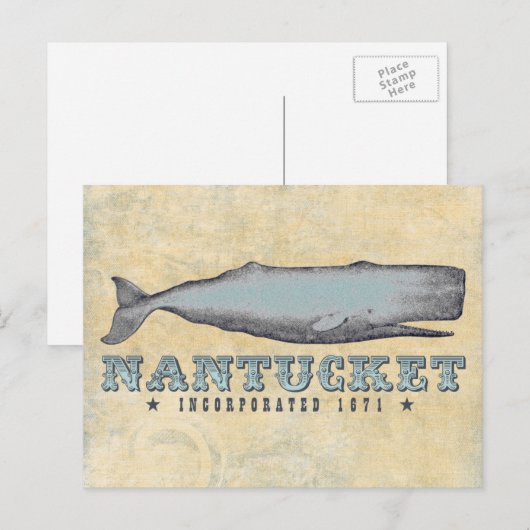  Whale Nantucket Massachusetts Inc 1671 Briefkaart (Voorkant / Achterkant)