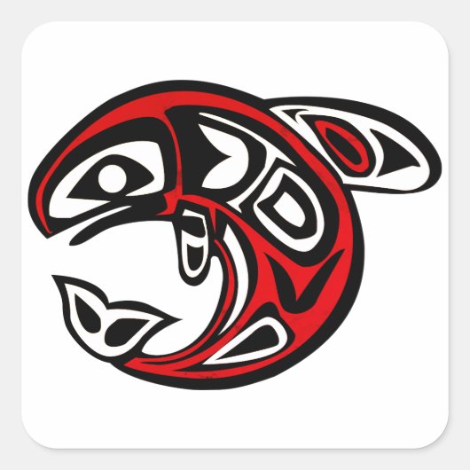 Whale, Nature, Haida Vierkante Sticker (Voorkant)