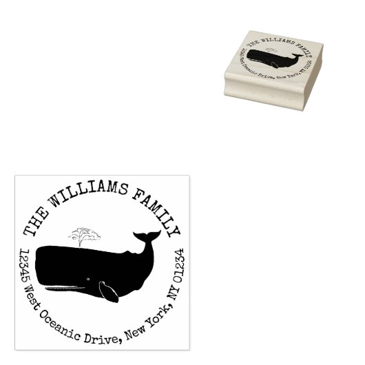 Whale Nautical Creëer Uw eigen retouradres Rubberstempel (Gestempeld)