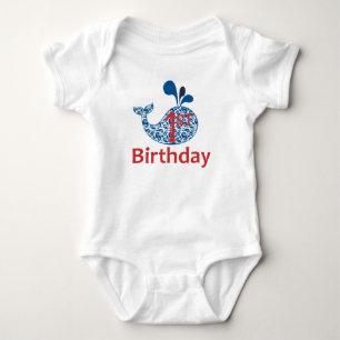 Whale Nautical First Birthday Boy Bodysuit