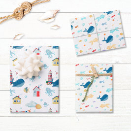 Whale Nautical Inpakpapier Vel