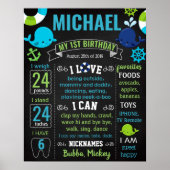Whale Nautical under the zee Birthday Party sign Poster (Voorkant)