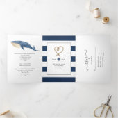 Whale Nautical Wedding Drieluik Uitnodiging (Binnen)