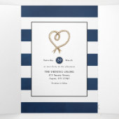 Whale Nautical Wedding Drieluik Uitnodiging (Binnenkant midden)