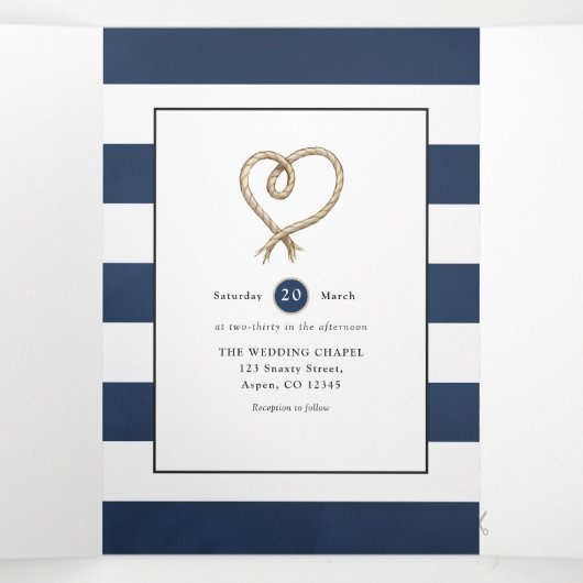 Whale Nautical Wedding Drieluik Uitnodiging (Binnenkant midden)