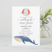 Whale Nautical Wedding Kaart (Staand voorkant)