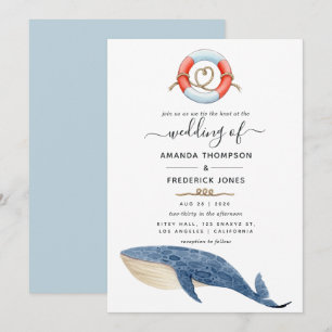 Whale Nautical Wedding Kaart