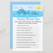 Whale Nursery Rhyme Quiz baby shower game (Voorkant / Achterkant)