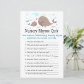 Whale Nursery Rhyme Quiz baby shower game (Staand voorkant)