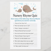 Whale Nursery Rhyme Quiz baby shower game (Voorkant)
