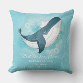 Whale Ocean Little Man Geboortestatistieken Kussen