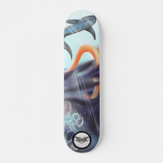 Whale octopus jellyfish glanzende Water world shin Persoonlijk Skateboard (Voorkant)