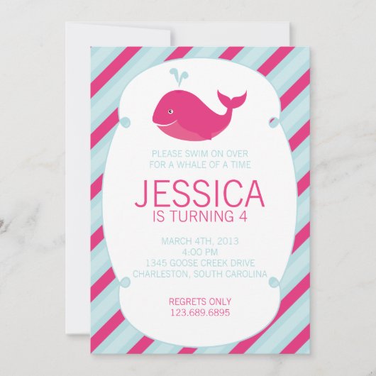 Whale of a Birthday Invitation Kaart (Voorkant)