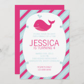 Whale of a Birthday Invitation Kaart (Voorkant / Achterkant)